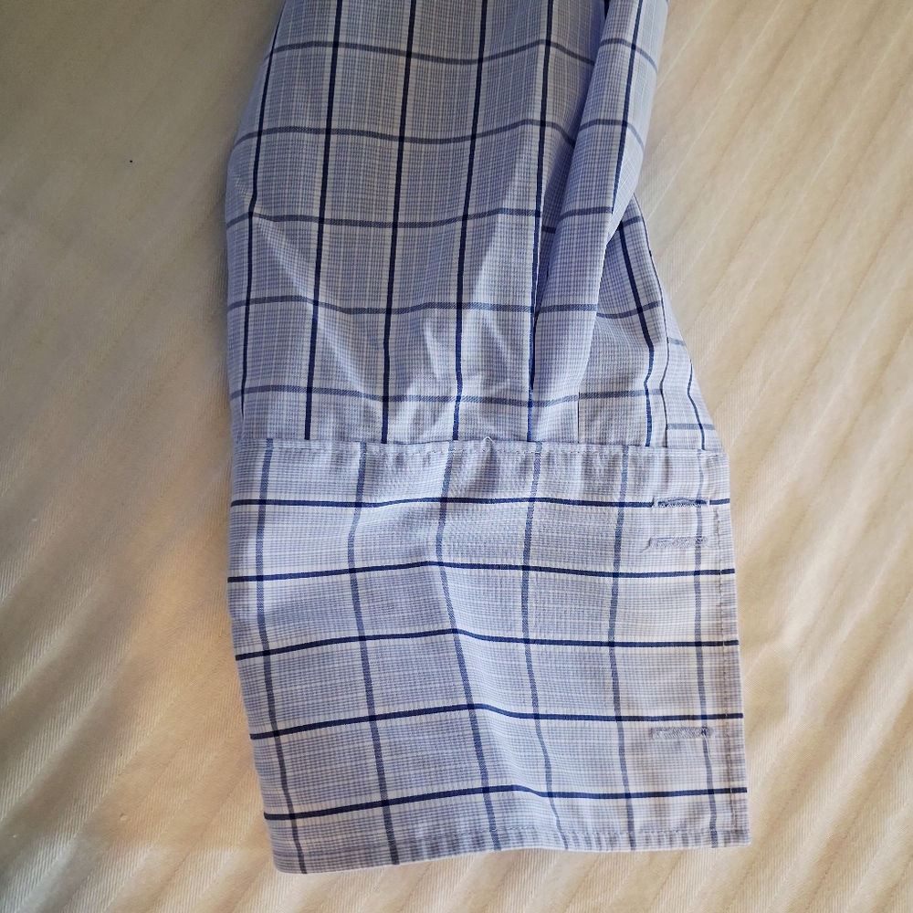 Blue Plaid Shirt Mens Size 16 - Picture 4 of 7